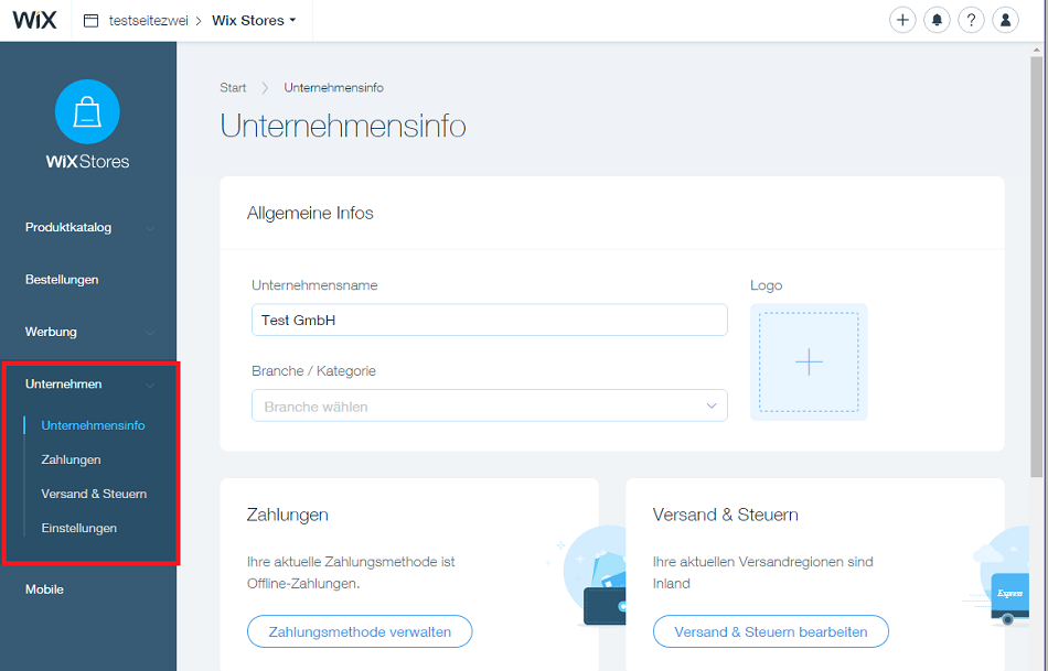 Id 957 Wix Ecommerce Unternehmen Menue Gross